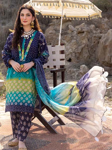 Charizma CP-34 Unstitched Printed Chunri Suit & Chiffon Dupatta