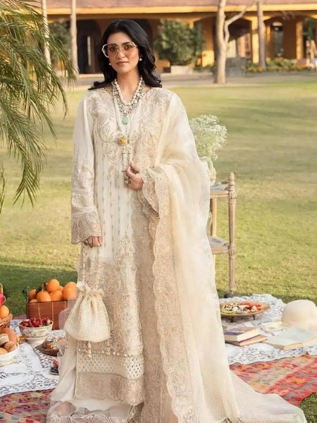 Nilofer Shahid Crystal Maiden Luxury Lawn 2023 at Shelai