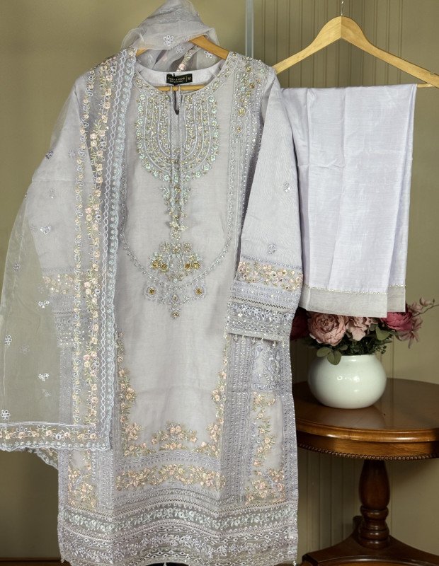 SADA BAHAR ORG STITCHED 3PC | PURPLE