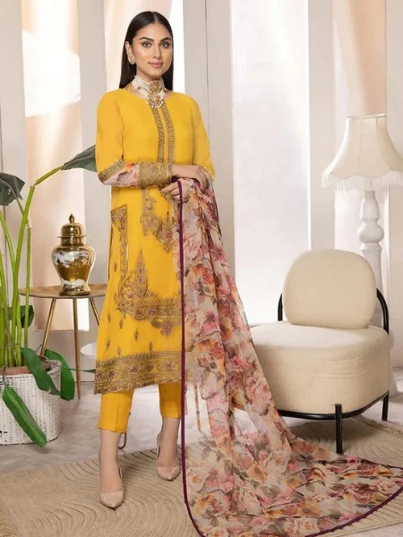 Charizma CEC23-06 Unstitched Embroidered Chiffon Shirt with Chiffon Dupatta