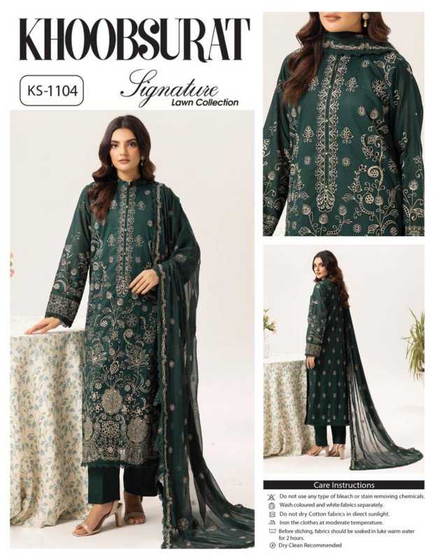 Khoobsurat Singnature Lawn Unstitched 3piece | KS-1104