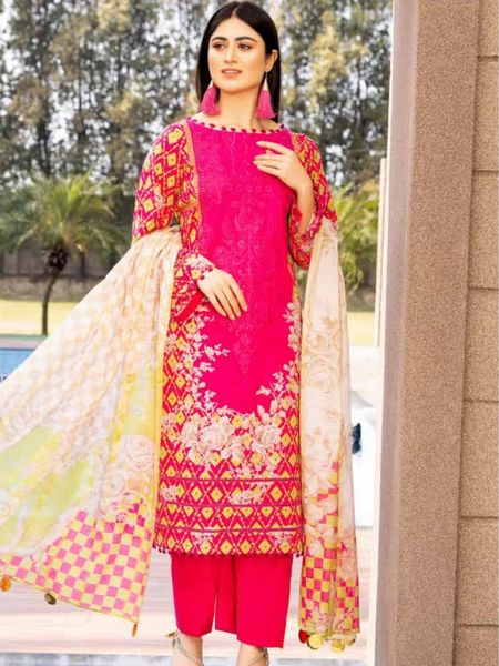 Charizma unstitched emb lawn suit with fancy voil dupatta CEL-11