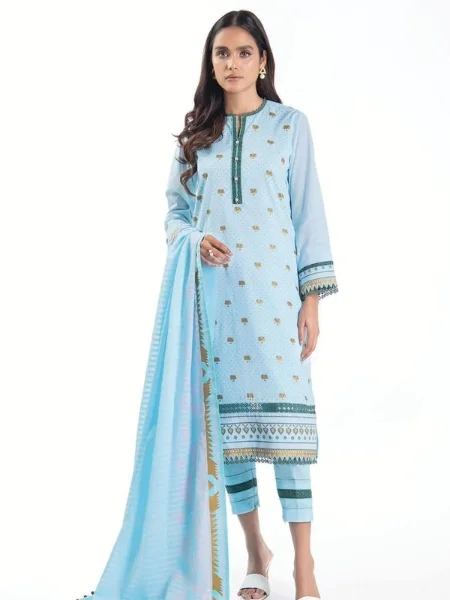 Alkaram Studio SFLR-43.1-23-Blue 3 Pc Printed Lawn Suit With Lawn Dupatta