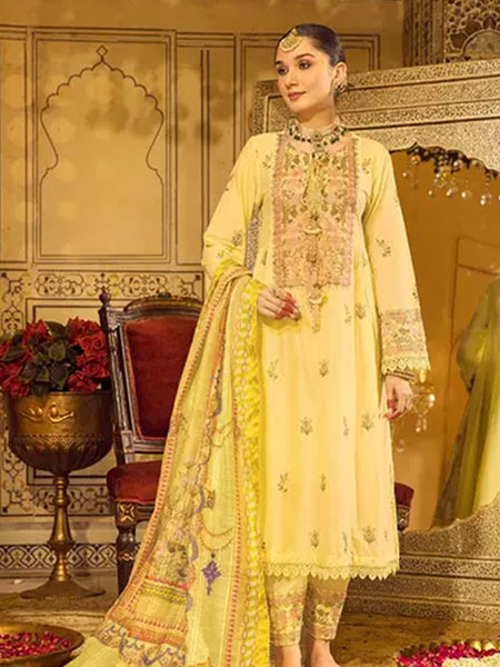 Gul-Ahmed FE-32041 Embroidered Lawn With Organza Dupatta 3PC