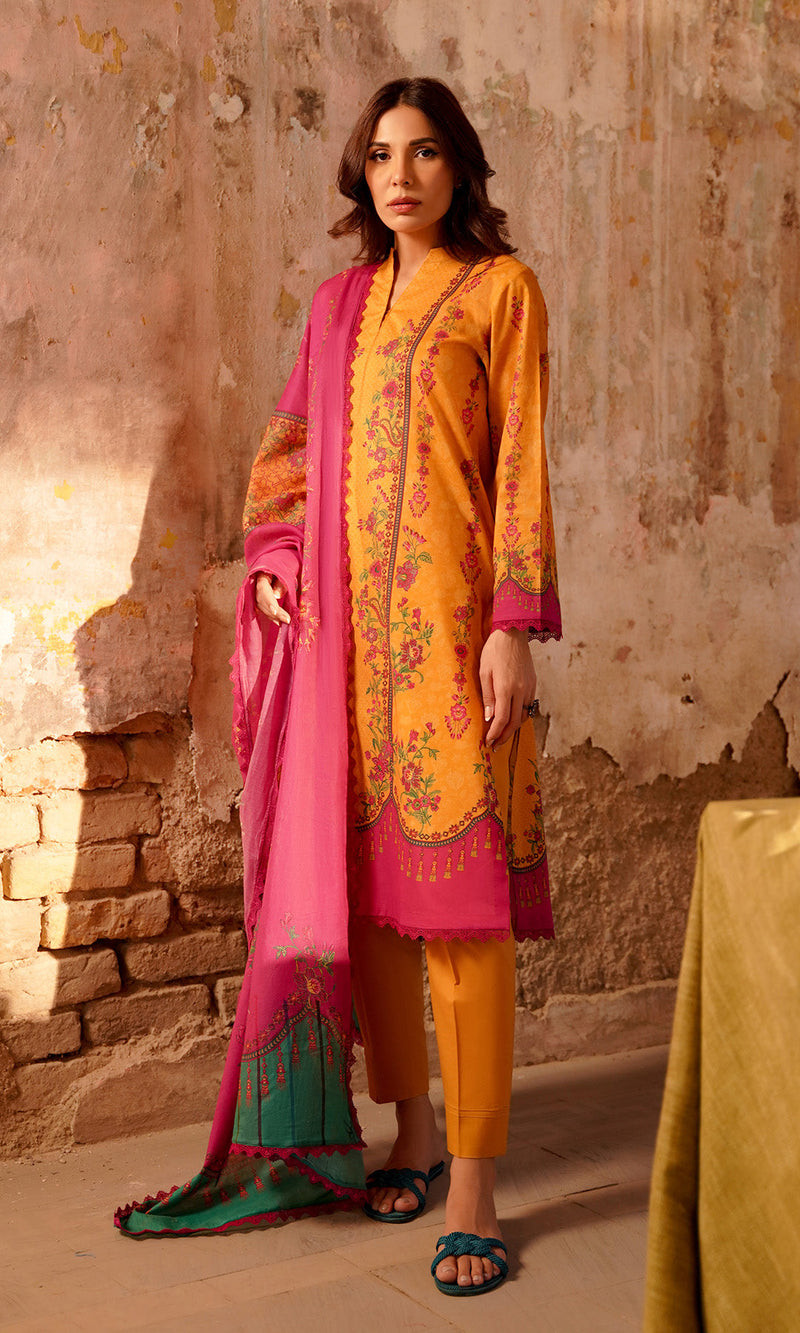 Sahar Selene Unstitched Lawn Exclusive Collection 25 | Marigold Magenta