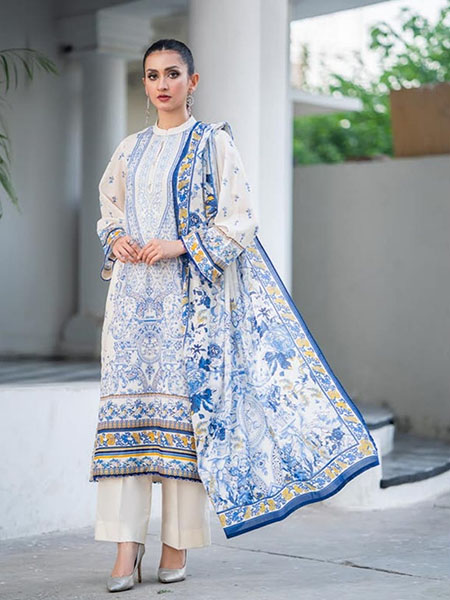 Gull Jee GSS2301-A1O Unstitched Embroidered Neck & Printed Lawn