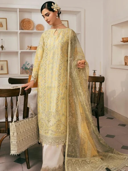 Baroque SL11-D04 EMBROIDERED SWISS LAWN with DIGITAL PRINTED ORGANZA DUPATTA