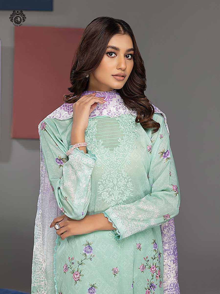 Mahajal Gulljee unstitched 3PC light pastel green GMH2211A2