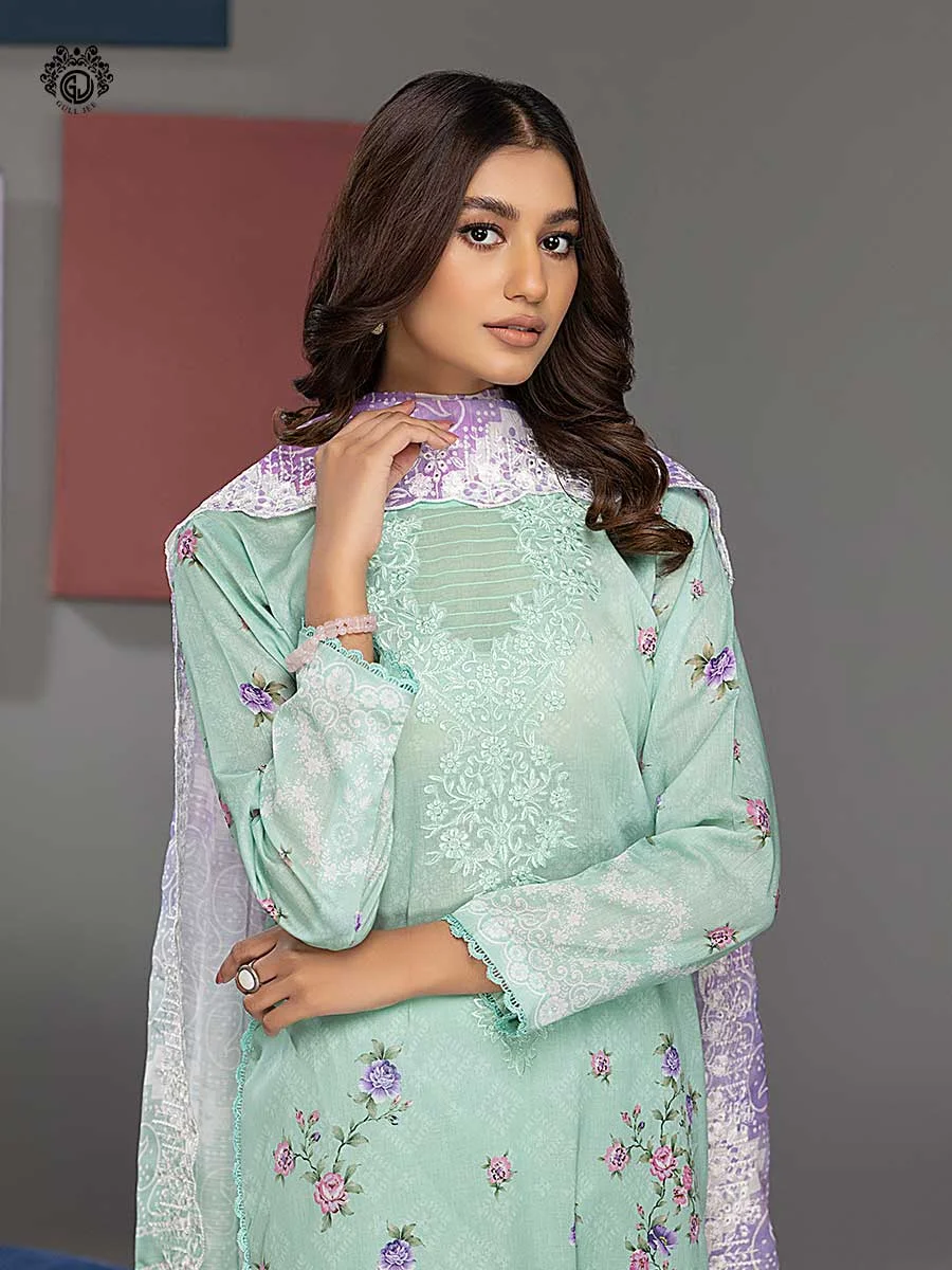 Mahajal Gulljee unstitched 3PC light pastel green GMH2211A2