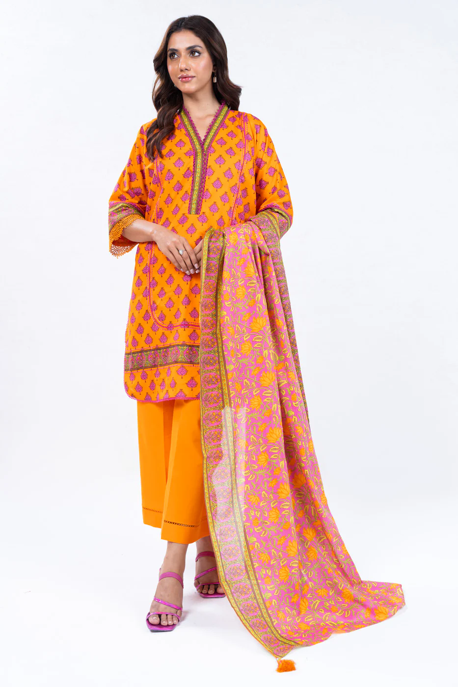 Alkaram Unstitched 3pcs | SS-13.1-24-2-Orange