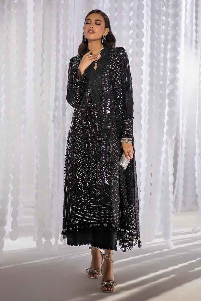 Sana Safinaz black embroidered 3 pieccs available in Shelai