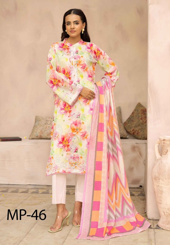 Nur Embroidered and Printed Lawn Collection | MP- 46