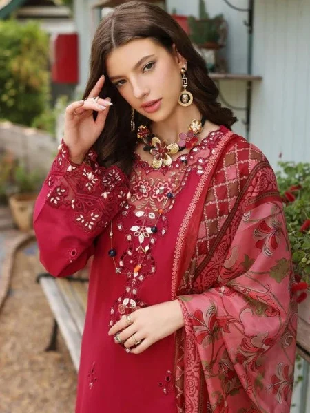 Noor Eid Luxe Printkari'23 Vol-03 D-02 Schiffli & Panni Embroidered Lawn at Shelai