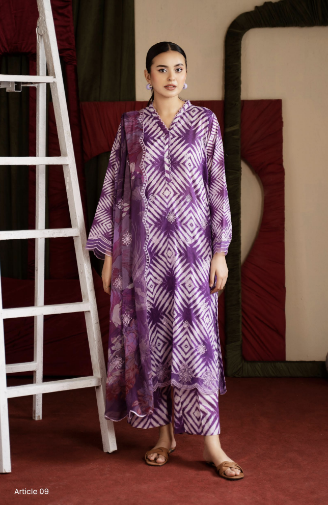 Gulljee's ZIVA Unistitched Lawn Collection Lawn 25 | ART-9